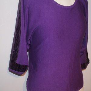 Mosca Scoop Neck Dolman Sleeve Sweater Sequin SZ L